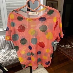 Fábula (FARM Rio for kids) Polka Dot Sheer Top for Girls - Size: M (6-8 years)